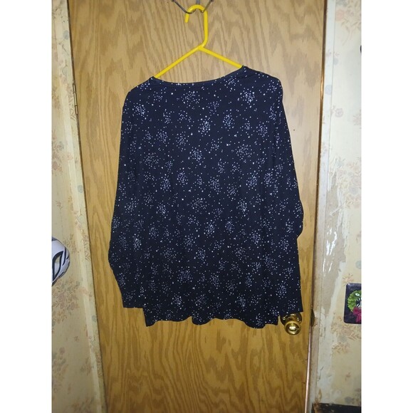 Croft & Barrow The Classic Tee Shirt Womens Plus Size 2X Black With White Spots - Picture 2 of 10